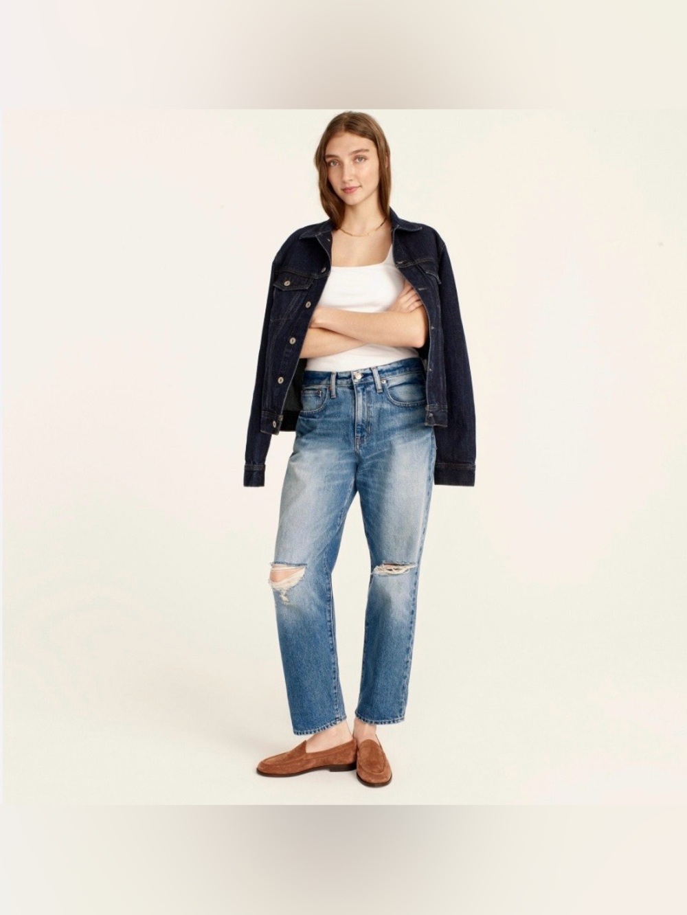 J. Crew Slouchy Boyfriend In Southern  Sky Wash Jean High Rise 30P Style BA647